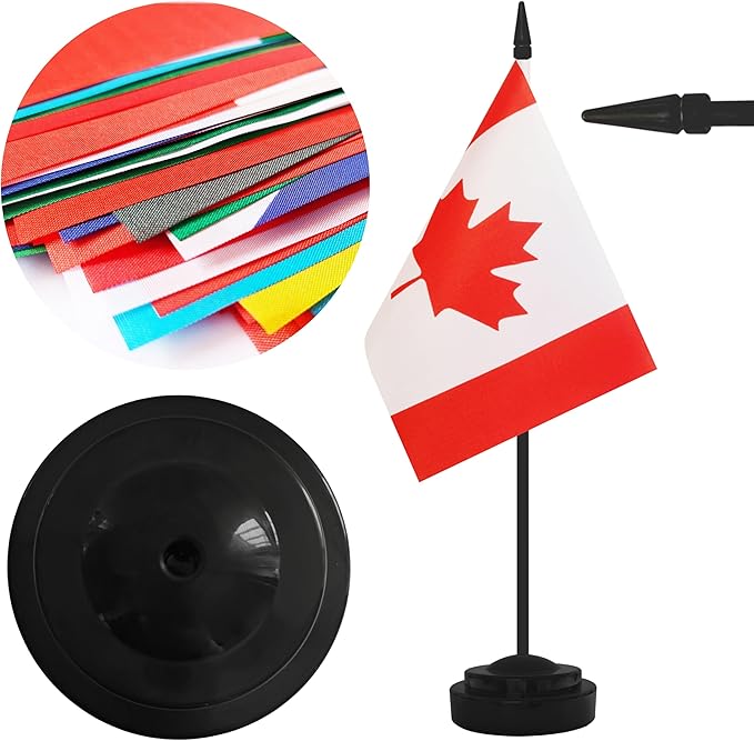 2 Pack Canada Desk Flag Set, Canadian Desktop Small Miniature Table Office Flag - Image 3