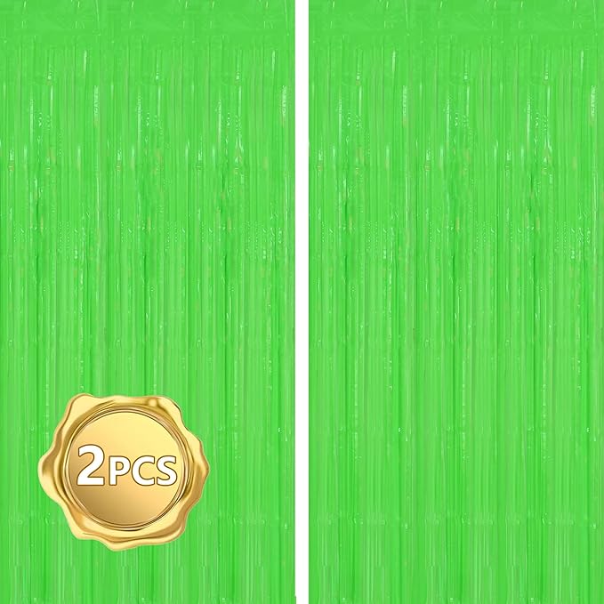 BEISHIDA 2Pcs Green Door Streamer Fluorescent Blue Backdrop Blue Foil Fringe by Beishida