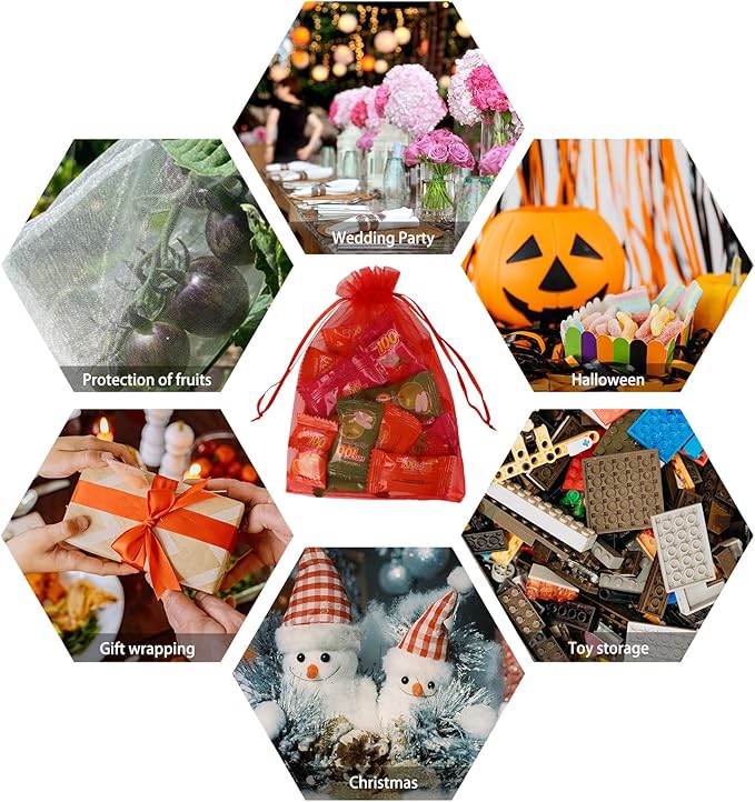 Wudygirl 100PCS Organza Bags 5X7 Inch Favor Bags Jewelry Bags Drawstring - Image 4