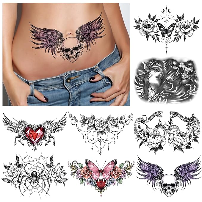 Yazhiji 13 Sheet Large Chest Underboob Temporary Tattoos - Image 2