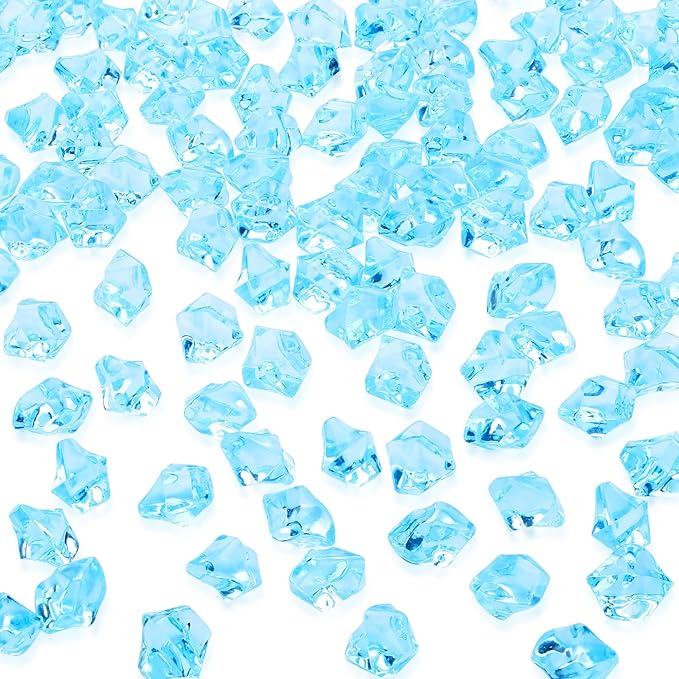 YATOJUZI 500pcs Fake Ice Cubes Sky Blue Acrylic Crushed Rocks Vase Fillers by YATOJUZI