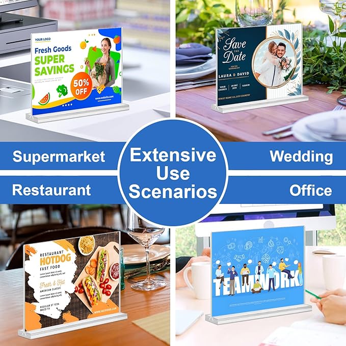 Acrylic Sign Holder 7x5, 6 Pack Clear Double Sided Table Menu Display Stand - Image 7
