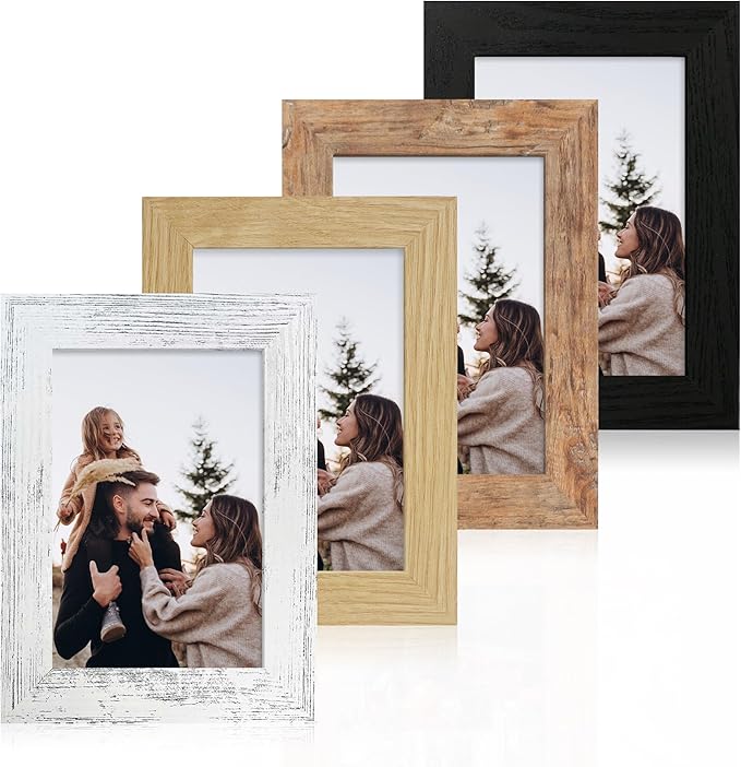 4x6 Picture Frame Set of 4, High Definition Real Glass 4 x 6 Photo Frames by iRahmen