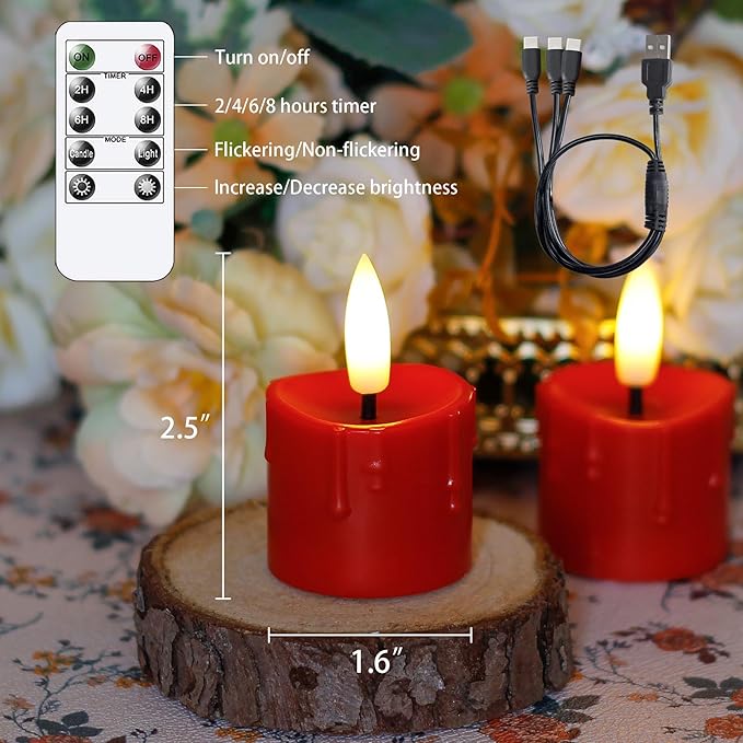 Rechargeable Flameless 1.6" x2.5" Tea Light Candles - Image 3