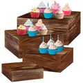 Roowest Set of 4 Wood Display Risers Rustic Cupcake Stand Rustic Wood Cake by Roowest
