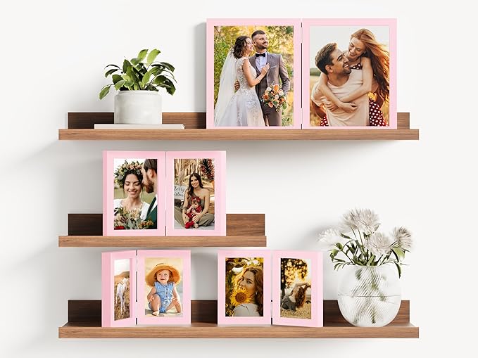 decorUhome Double 8X10 Picture Frame Vertical, Engineered Wood Bifold Photo - Image 5