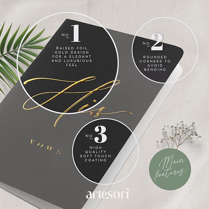 ARTESORI Wedding Vow Book for Her & Him, Soft Touch, 28 Lined Pages, Wedding - Image 4