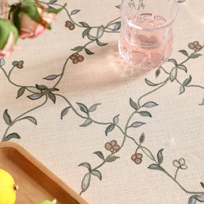 patdrea Designer Vintage Linen Round Table Cloth, Durable Breathable Floral - Image 4
