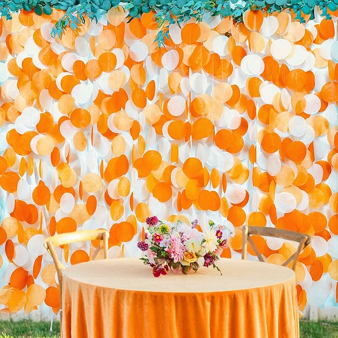 205 Ft Orange Party Decorations Big Circle Dots Backdrop Garland Ombre Orange - Image 6