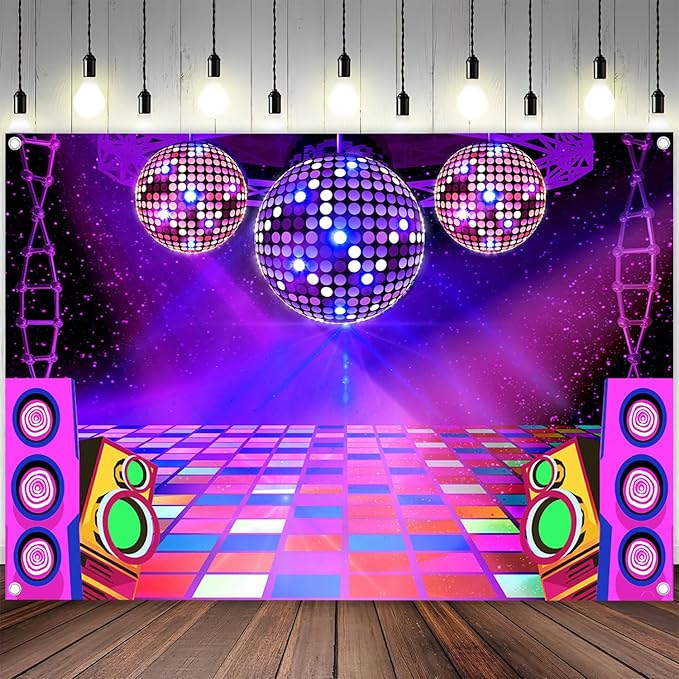 Dance Party Backdrop Retro 80s 90s Theme Stage Dance Ball Music Birthday Party by MERCHR