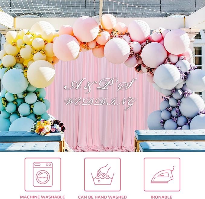 MEETSKY Pink Backdrop Curtain for Parties Baby Shower Pink Photo Curtains - Image 3