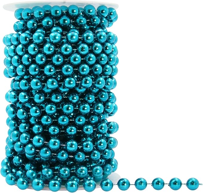 Mandala Crafts 10mm Faux Teal Pearl Beads Roll - Image 3