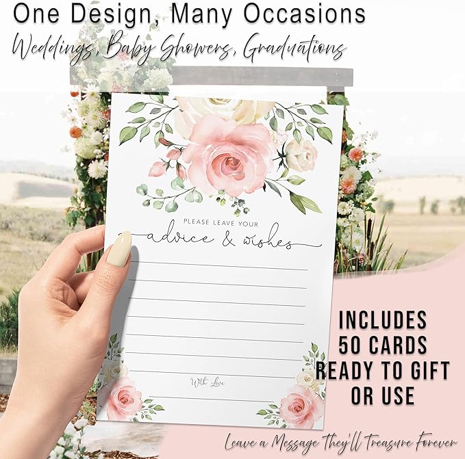 Your Main Event Prints Blush Floral Advice and Wishes Cards - Image 3