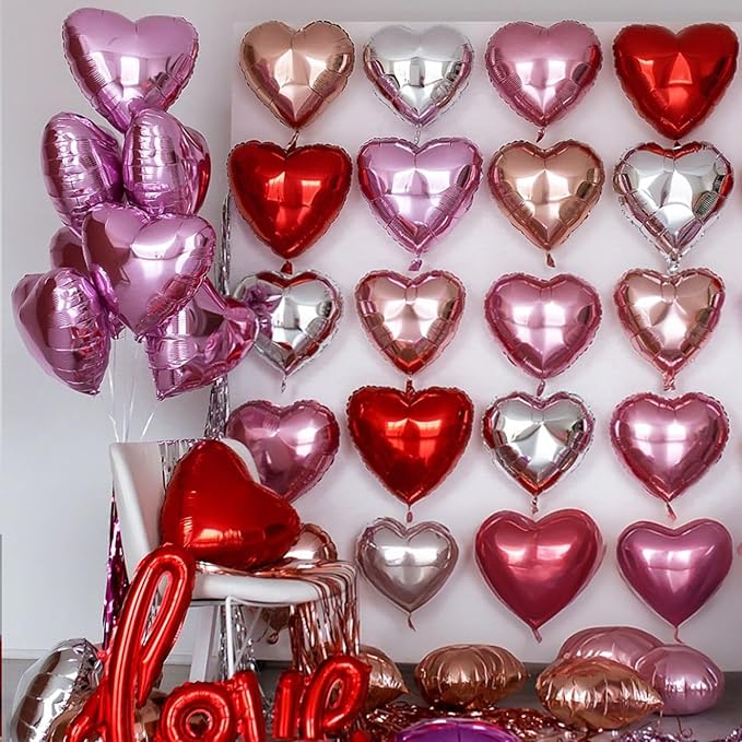 Pastel Pink Red Heart Balloons - Image 4