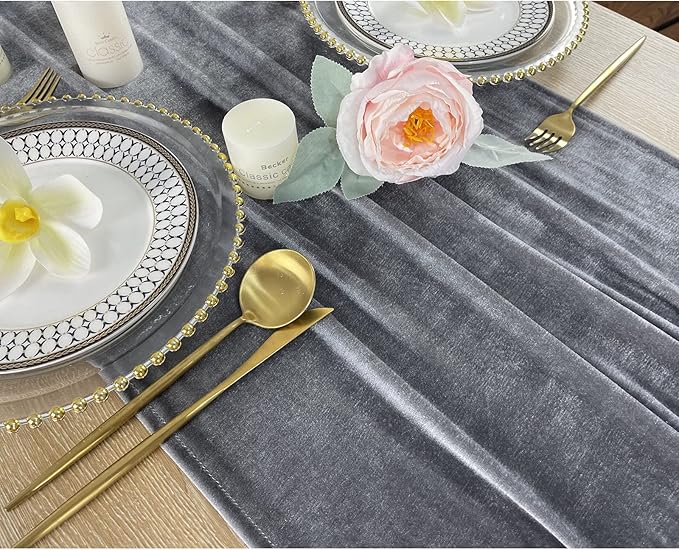 Luxurious Velvet Table Runner, 10ft Wedding Reception Decorations, 20x120inch - Image 3