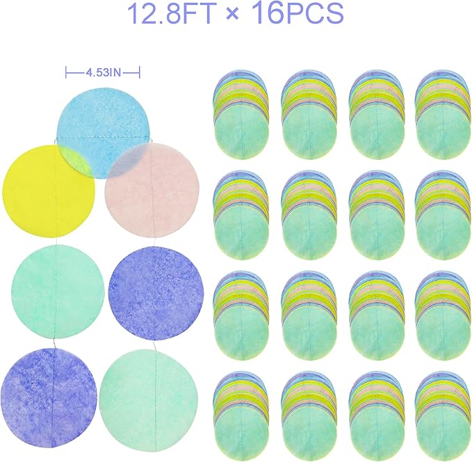 205Ft Pastel Party Decorations Big Circle Dot Backdrop Garland Pastel Tissue - Image 2