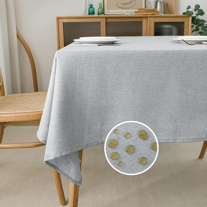 NLMUVW Light Grey Linen Table Cloth by NLMUVW