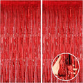 CANREVEL 2 Pack 3.3x8.2 Feet Red Foil Fringe Backdrop Curtains, Tinsel by CANREVEL