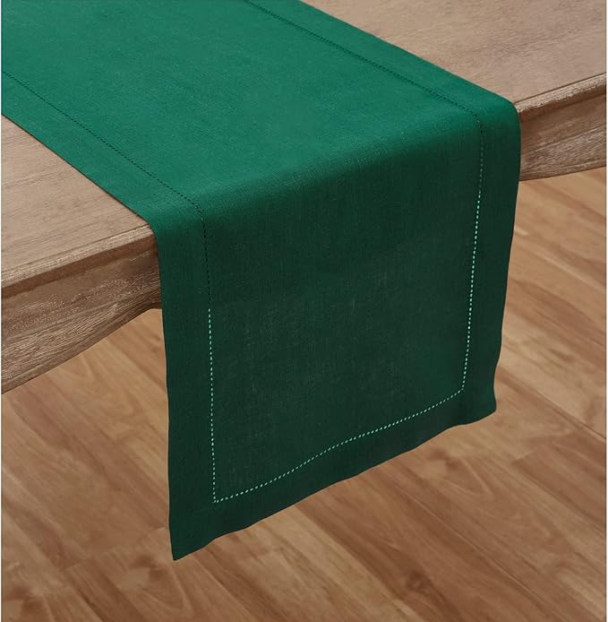 Solino Home Linen Rainforest Green Table Runner 90 Inches Long - Image 2