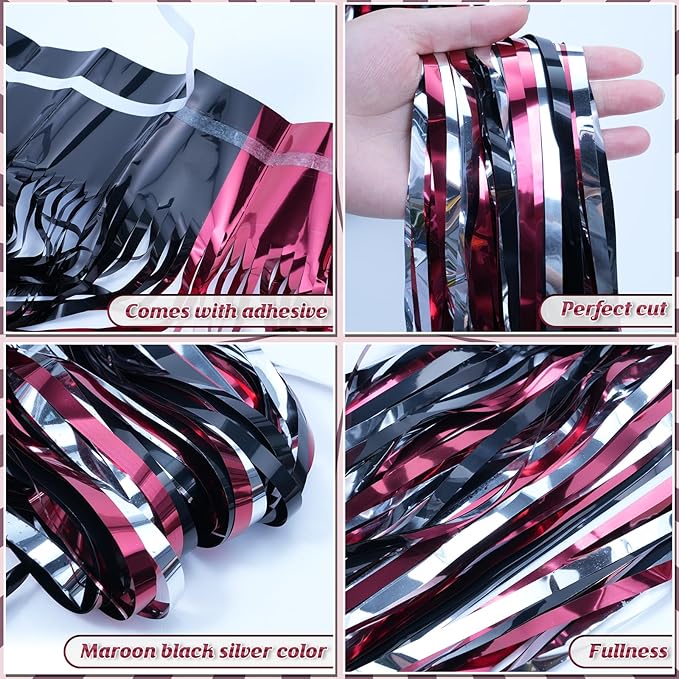3 Pack 3.3Ft x 6.6Ft Graduation Foil Fringe Curtain Backdrop Decorations - Image 4