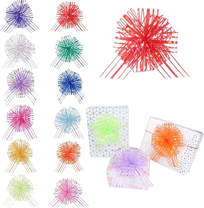 12 Pieces Large Organza Pull Bows, 6 Inches Pull Bows by FORBINBO
