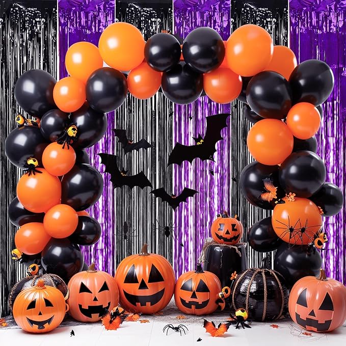 TONIFUL 2Pcs Black Purple Door Streamers, Photo Booth Backdrop Metallic - Image 3