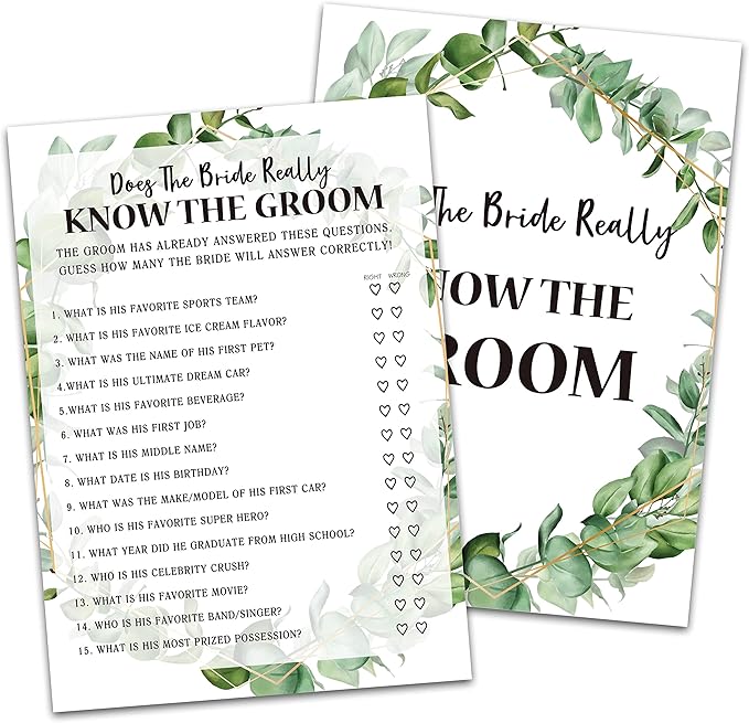 Bridal Shower Game Cards, Bride Really Know Groom Game, Tropical Jungle Theme by Huastatewolf