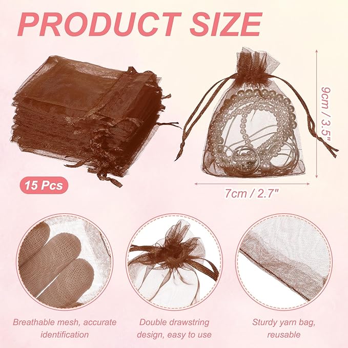 uxcell 50 Pcs Organza Gift Bags, 2.7x3.5 Inch Drawstring Pouches Jewelry Gift - Image 2