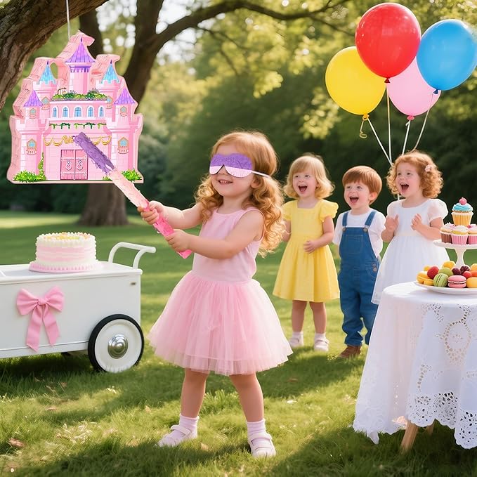 Princess Castle Pinata for Girl Birthday Party Supplies Pink Decorations Fairy - Image 2