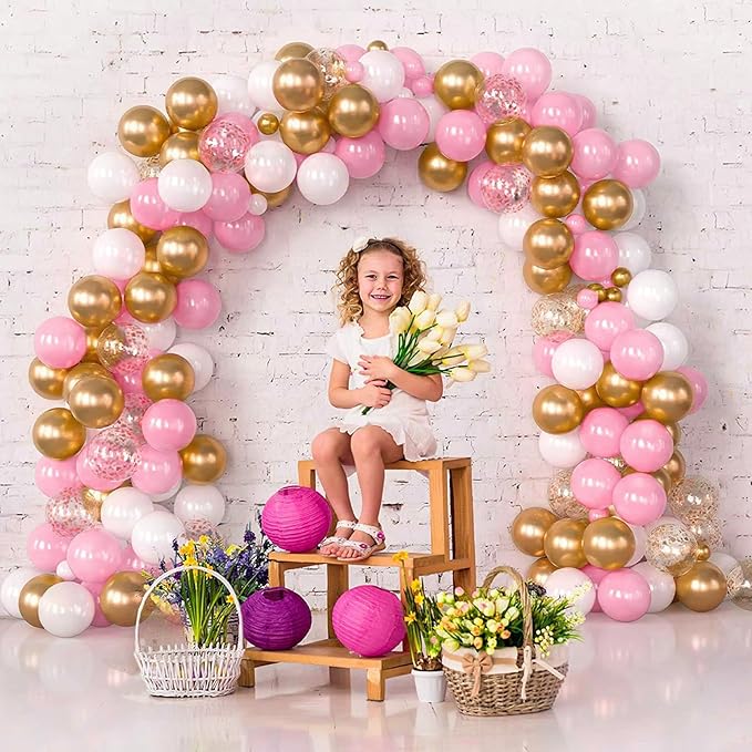Netnology Pink Gold Confetti Balloons Set - Image 7