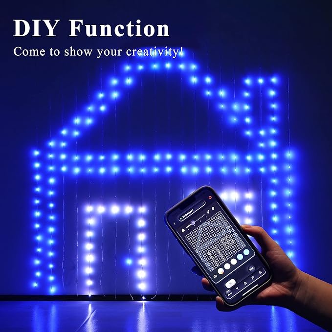JMEXSUSS App-Controlled Color Changing Curtain Lights, 400 LED RGB String Lights - Image 3