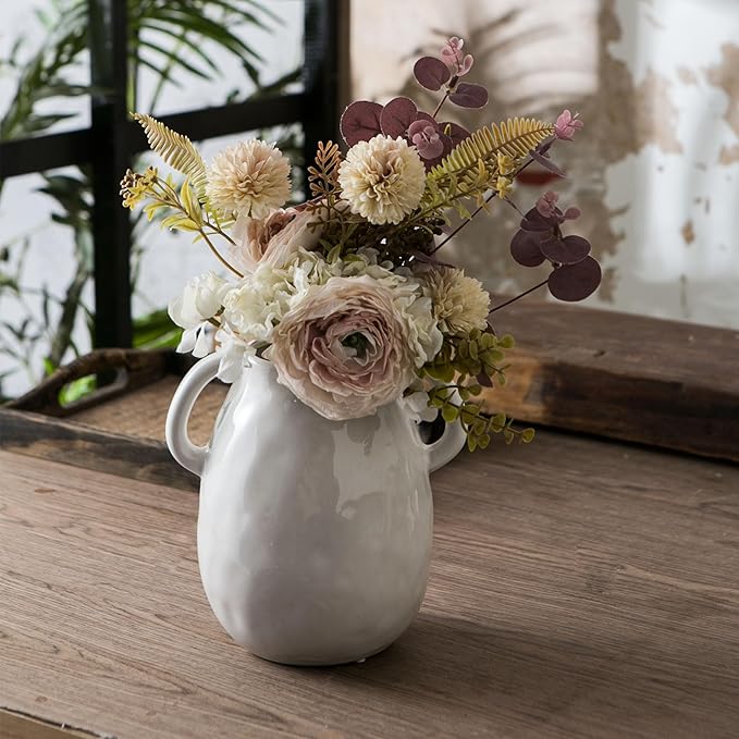 White Ceramic Vase with 2 Handles - Image 5