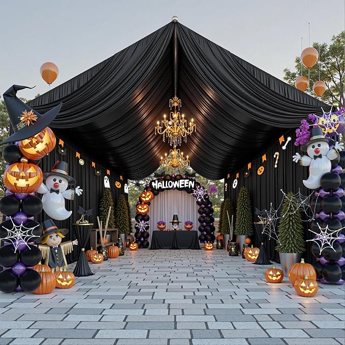 PartyVillage 10ftx40ft Black Ceiling Curtain by PartyVillage