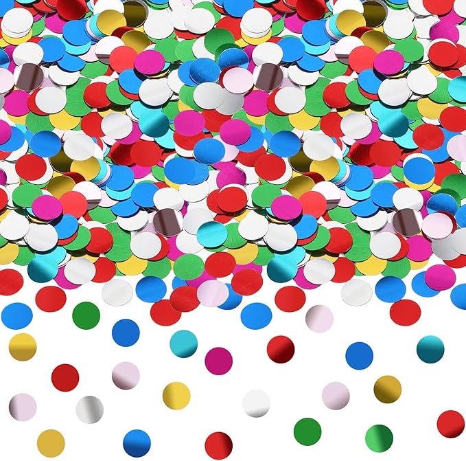 MARFOREVER Multicolor Foil Confetti, Glitter Round Confetti Rainbow Circle Dots by MARFOREVER