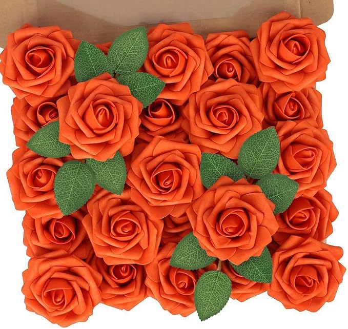 N&T NIETING Artificial Fall Flowers Fake Flowers Orange Roses Perfect by NTNIETING