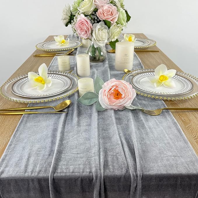 Luxurious Velvet Table Runner, 10ft Wedding Reception Decorations, 20x120inch - Image 2