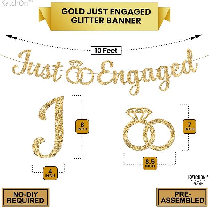 KatchOn, Glitter Gold Just Engaged Banner - Image 4