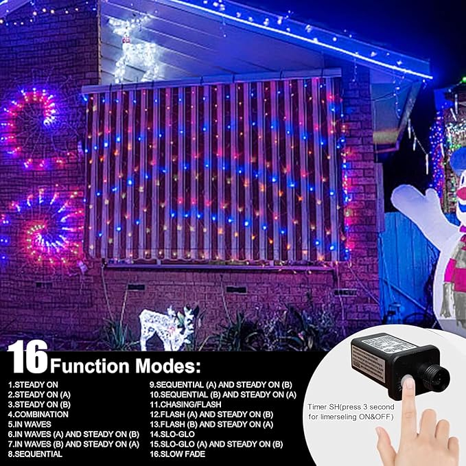 LAMPHOME 66ft Patriotic String Lights - Image 4