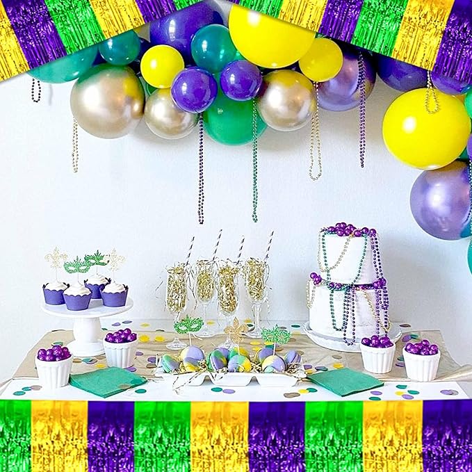 6 Pack 10 Ft Gold Green Purple Foil Fringe Garland Metallic Streamers Tinsel - Image 4