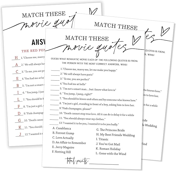 Fun Bridal Shower Games Set 25 Wedding Games Cards by Unknown