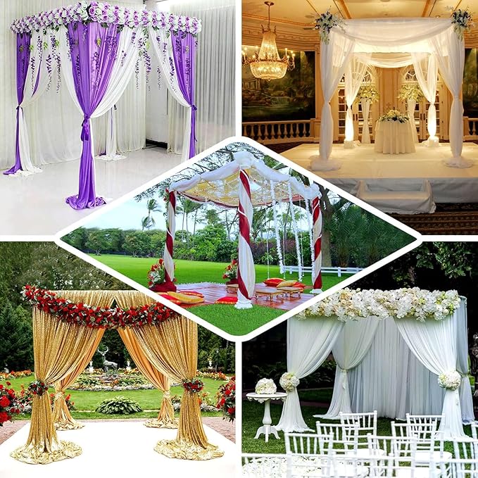 Tableclothsfactory 10ft | 4 Post Gold Metal DIY Photography Backdrop Stand - Image 4