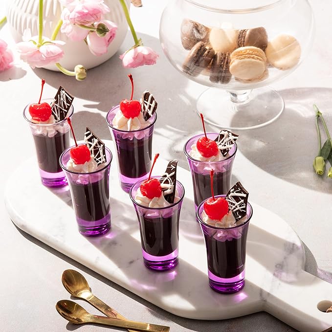 M&N HOME Purple Shot Glasses, 2 Oz Set of 6, Round Glasses - Image 3