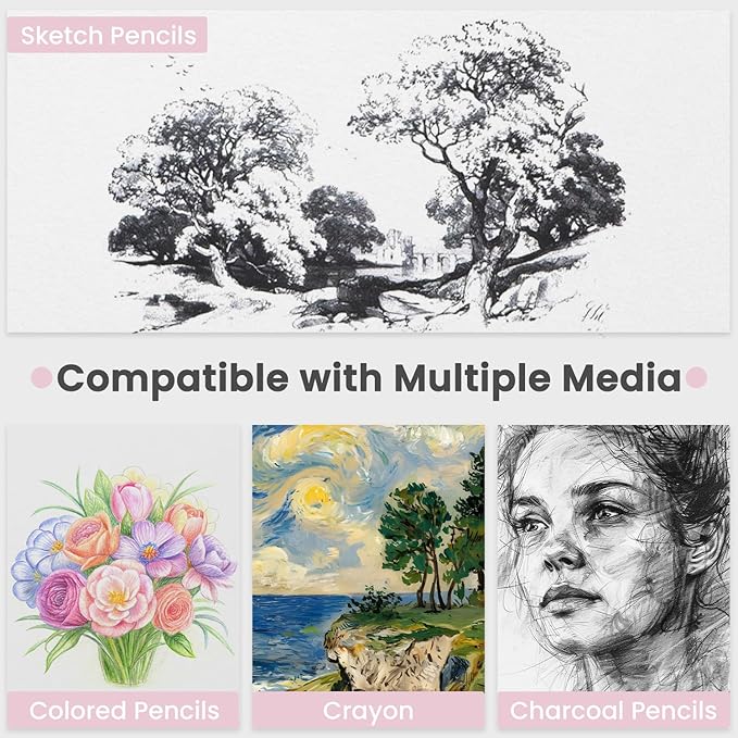 9"x12" Sketchbook Pink, 1 Pack-100 Sheets Cute Sketchbook - Image 5
