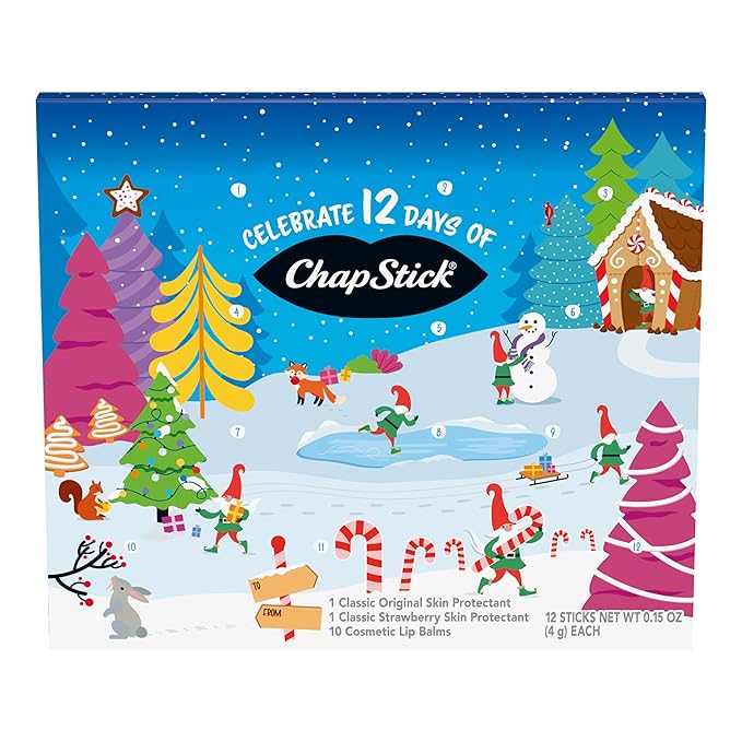 ChapStick 12 Days of Holiday Advent Calendar Lip Balm Gift Set by ChapStick