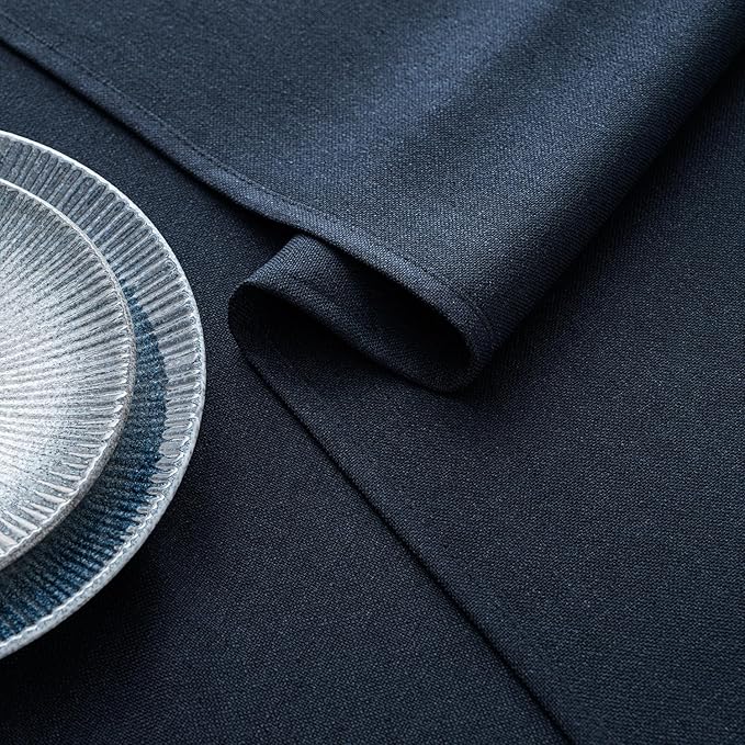 MIULEE Navy Blue Linen Tablecloth 60x104 Inch Rectangle Table Cloth Waterproof - Image 3
