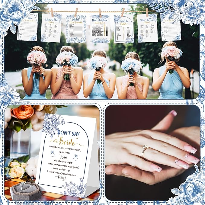 Estune 331 Pcs Bridal Shower Games Supplies, 5 Sets 250 Pcs Wedding Games Cards - Image 5