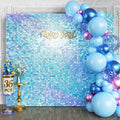 Qcity Rainbow Blue Shimmer Wall Backdrop 36PCS, Square Sequin Glitter Backdrop by QCITY