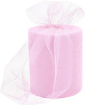 6 Inch × 100 Yards Tulle Mesh Ribbon Light Pink Tulle Fabric Ribbon Roll by RilisiliDecoration