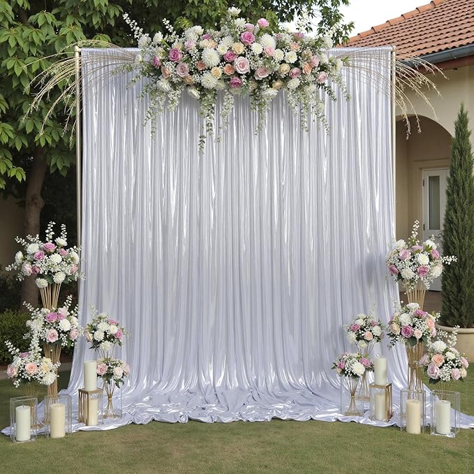 10ftx10ft Sequin Silver Backdrop Curtain by Htper