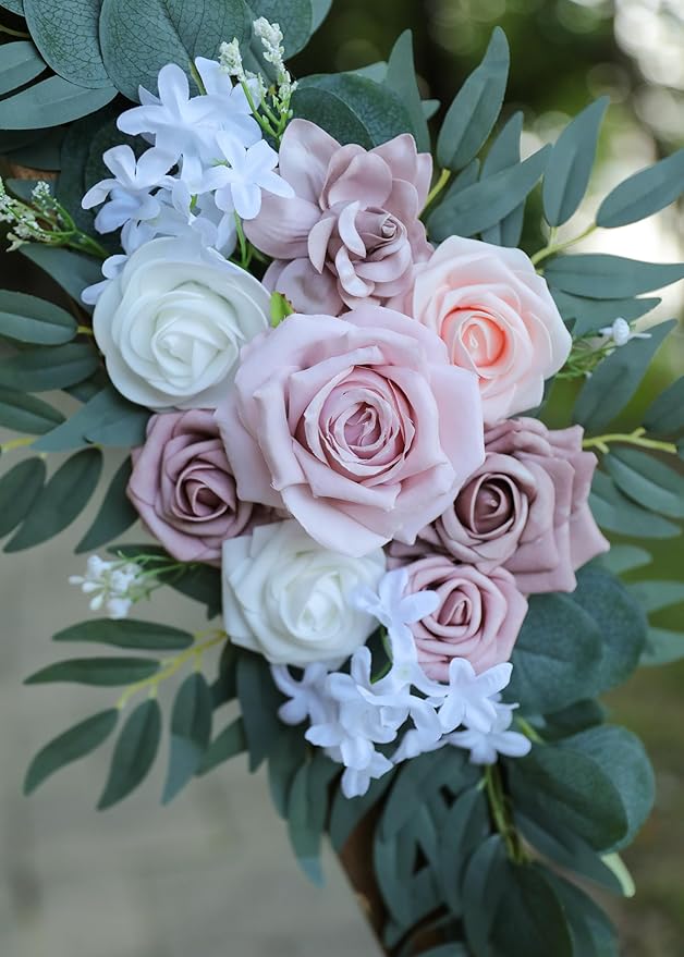 Artificial Dusty Rose Wedding Arch Flowers Swags Set of 2 - Image 8